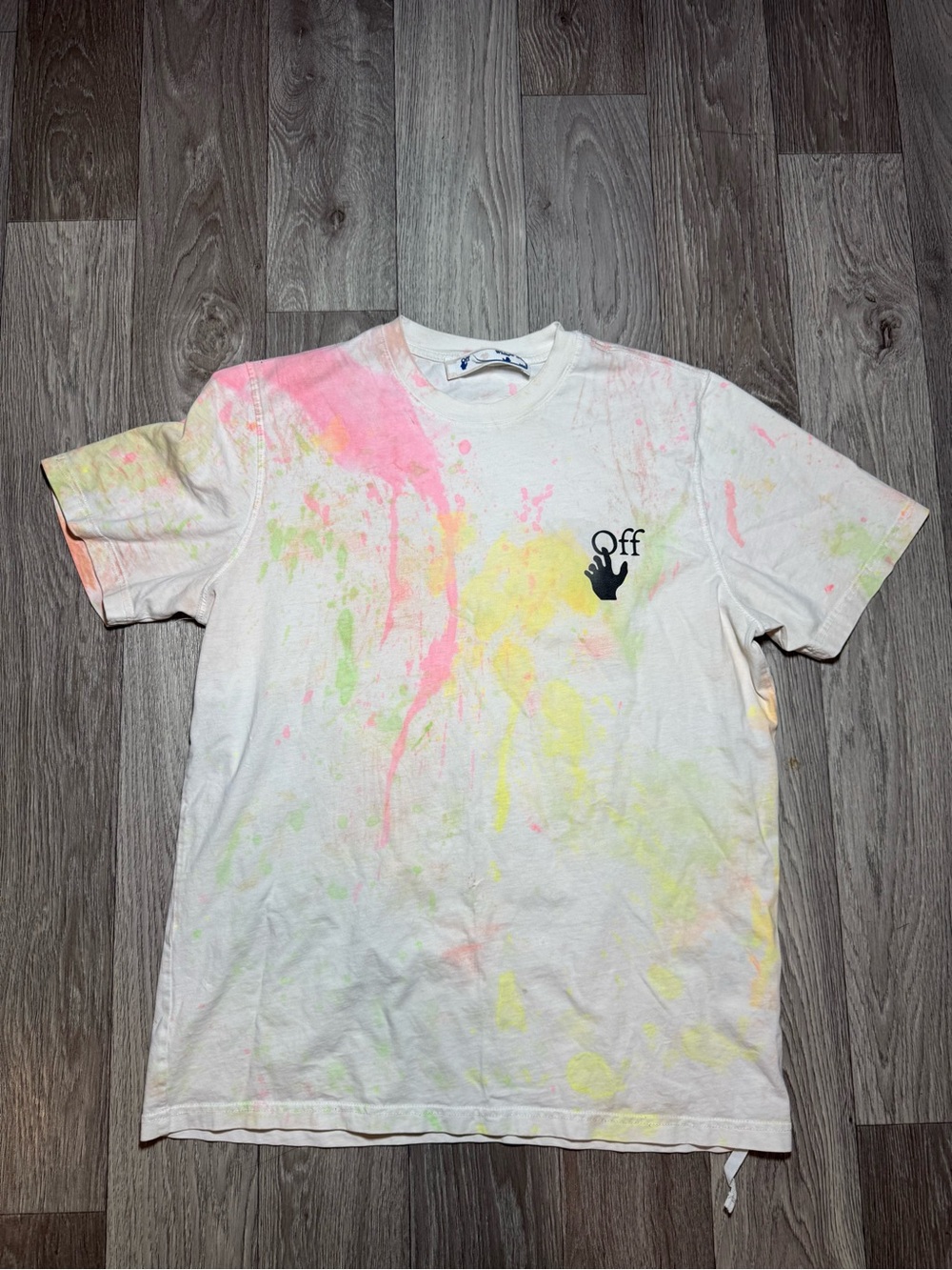 Off-White Main Label T-Shirt Mens White Tie Die Arrows Graphic